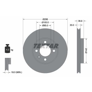 Disco de travão TEXTAR 92036800, frente, ventilado , 1 Peça