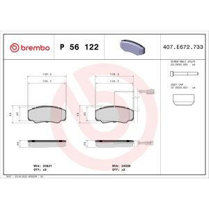 Bremsbelagsatz, Scheibenbremse BREMBO P 56 122