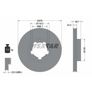 Disco freno TEXTAR 93185303 anteriore, ventilato, 1 pezzo