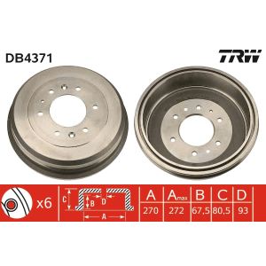 Tamburo freno TRW DB4371