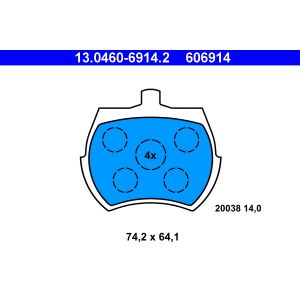 Bremsbelagsatz, Scheibenbremse ATE 13.0460-6914.2