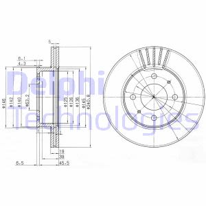 Discos de freno DELPHI BG3749 delantero, ventilado , 2 Pieza