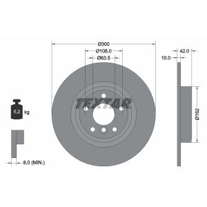 Disco freno TEXTAR 92309505 posteriore, completo, altamente carbonizzato, 1 pezzo