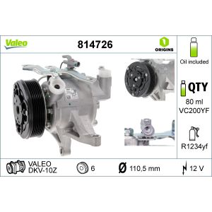 Compresor, aire acondicionado VALEO ORIGINS NEW VALEO 814726