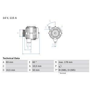 Drehstromgenerator BOSCH 0 986 041 320