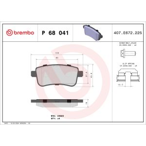 Conjunto de pastilhas de travão BREMBO P 68 041, atrás