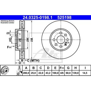 Remschijf PowerDisc ATE 24.0325-0198.1, 1 stuk