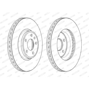 Remschijf FERODO DDF2596C-1 voorkant, geventileerd, 1 stuk
