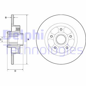 Remschijf DELPHI BG9132RS achter, volledig, 1 Stuk