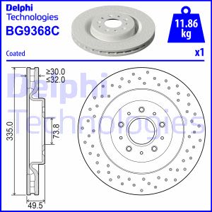 Bremsscheibe DELPHI BG9368C vorne, belüftet, 1 Stück