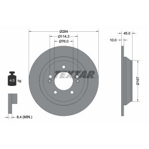 Disque de frein TEXTAR 92267803 à l'arrière, plein, 1 pièce