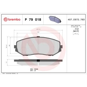 Conjunto de pastilhas de travão BREMBO P 79 018, frente