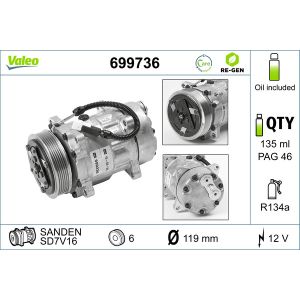 Compresor, aire acondicionado VALEO 699736