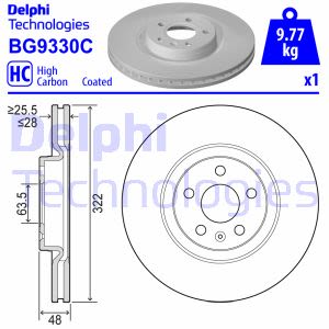 Disco freno DELPHI BG9330C anteriore, ventilato, altamente carbonizzato, 1 pezzo