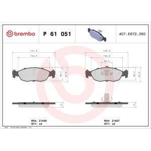 Levyjarrun jarrupalasarja BREMBO P 61 051