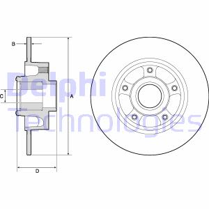 Remschijf DELPHI BG9137RS achter, volledig, 1 Stuk