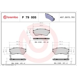 Bremsbelagsatz, Scheibenbremse BREMBO P 79 005