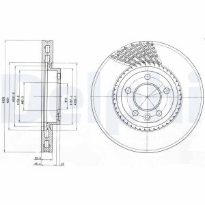 Disco de travão DELPHI BG9892 frente, ventilado, 1 Peça