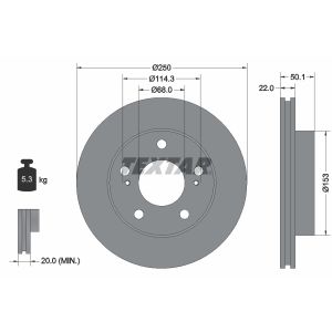 Disque de frein TEXTAR 92129800 avant, ventilé, 1 pièce