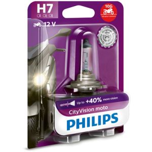 Lámpara incandescente halógena PHILIPS H7 CityVision Moto 12V, 55W