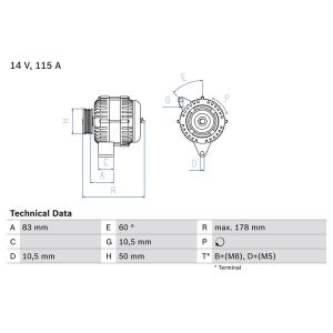 Dynamo / Alternator BOSCH 0 986 041 320