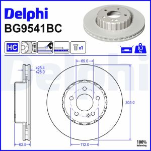 Disco de freno DELPHI BG9541BC