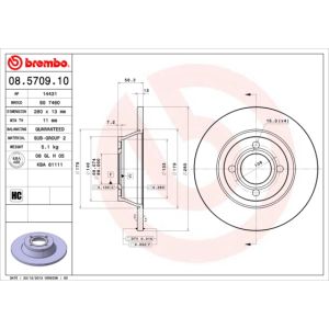 Jarrulevy BREMBO 08.5709.10, edessä, täysi, 1 kpl