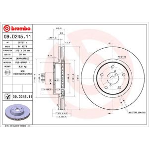 Jarrulevy BREMBO 09D24511 edessä, tuuletettu, 1 kpl