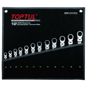 Cliquet Jeu de clés mixtes TOPTUL 12Stk 8 9 10 11 12 13 14 15 16 17 18 19mm