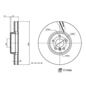 Disco de travão FEBI BILSTEIN 171456 frente, ventilado, altamente carbonizado, 1 Peça