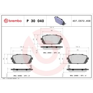 Bremsbelagsatz, Scheibenbremse BREMBO P 30 040