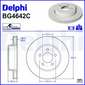 Disco de travão DELPHI BG4642C, 2 peça
