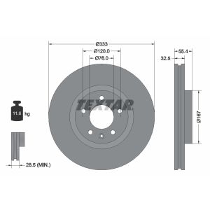 Disque de frein TEXTAR 92121305 avant, ventilé, hautement carbonisé, 1 pièce