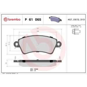 Bremsbelagsatz, Scheibenbremse BREMBO P 61 065