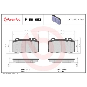 Conjunto de pastilhas de travão BREMBO P 50 053X