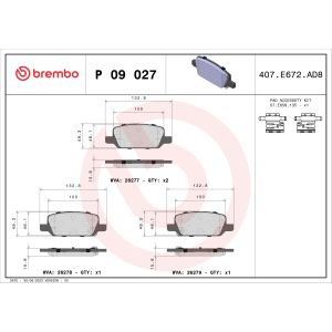 Conjunto de pastilhas de travão, travão de disco PRIME LINE BREMBO P 09 027