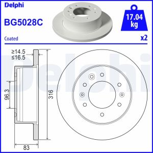 Disco de travão DELPHI BG5028C atrás, completo, 2 Peça