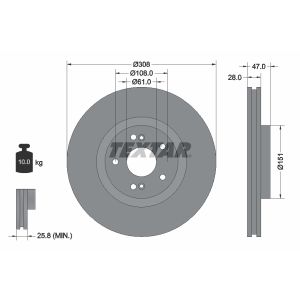 Disco freno TEXTAR 92174003 anteriore, ventilato, 1 pezzo