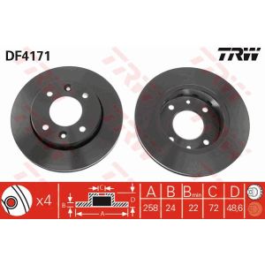 Bremsscheibe TRW DF4171 vorne, belüftet, 1 Stück