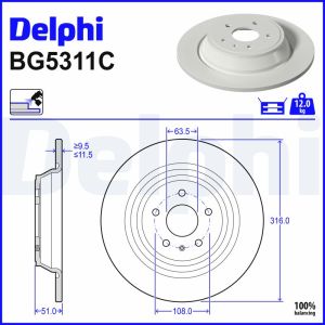 Disco de freno DELPHI BG5311C,2 Piezza