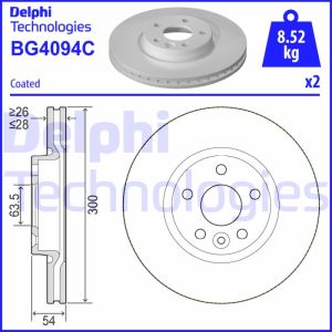 Jarrulevy DELPHI BG4094C etupuolella/tuuletettu/2 kpl