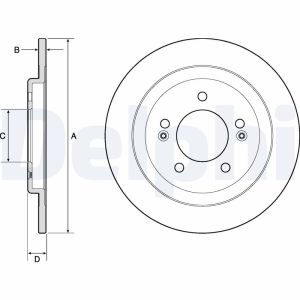 Disque de frein DELPHI BG4749C arrière, plein, 2 Stück