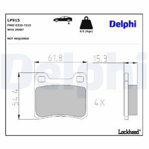 Bremsbelagsatz DELPHI LP915, Hinten