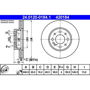 Disco de freno ATE 24.0120-0184.1 vorne, ventilado , 1 Pieza