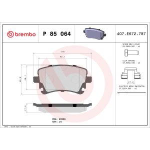 Juego de pastillas de freno BREMBO P 85 064