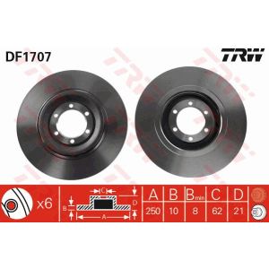 Bremsscheibe TRW DF1707 hinten, voll, 1 Stück