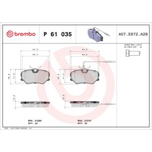 Bremsbelagsatz, Scheibenbremse BREMBO P 61 035
