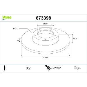 Bromsskiva VALEO 673398
