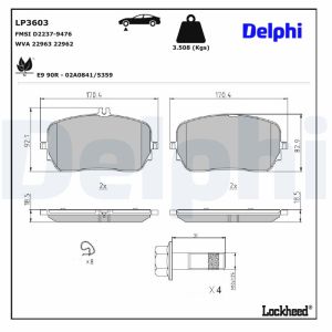 Remblokset DELPHI LP3603, voor