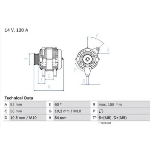 Driefasige generator BOSCH 0 986 044 410